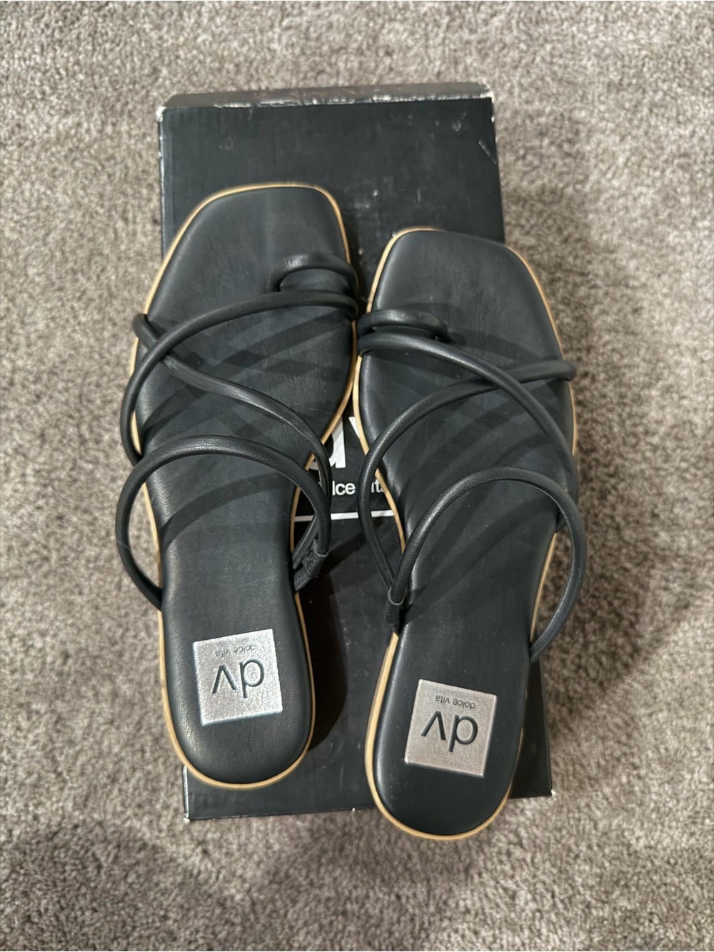 Dolce Vita DV Black Milany Square-Toe Sandals
